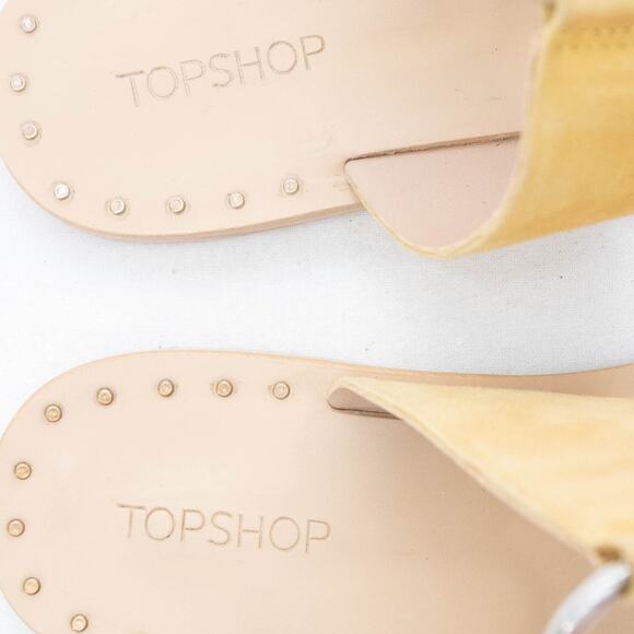 Topshop Yellow Suede Leather Summer Hooray Ring Slide Sandals Size 38 US 7.5 - Picture 10 of 12